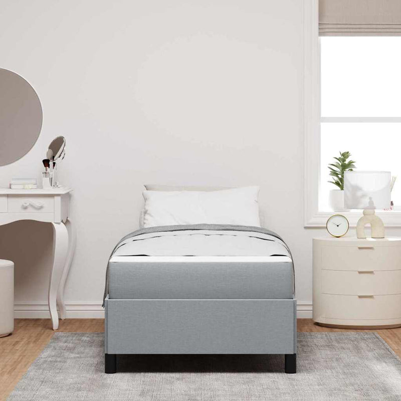 vidaXL Boxrugós ágy Világosszürke és fekete 90 x 190 cm