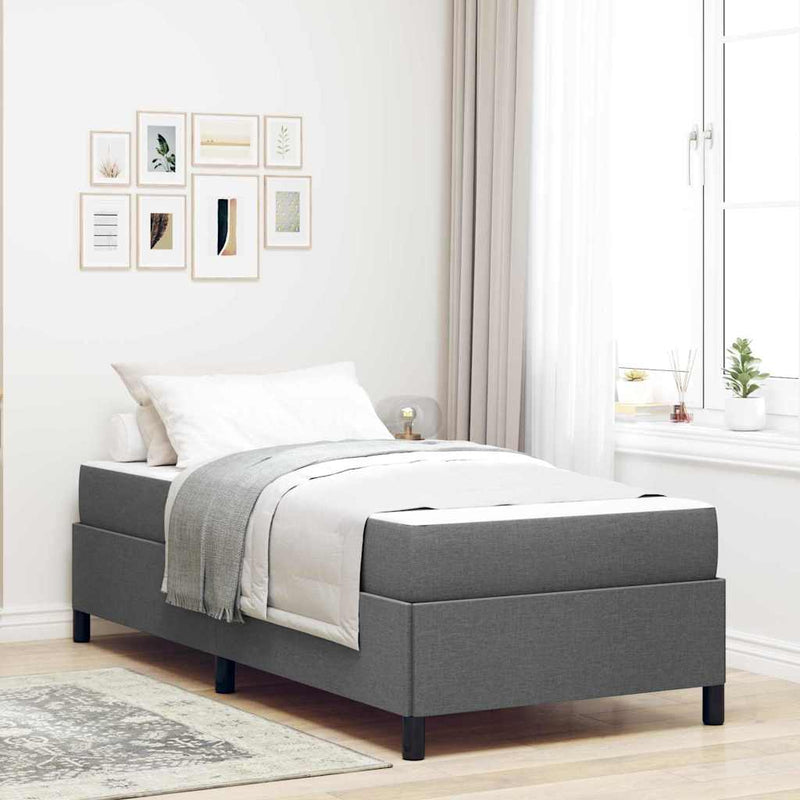 vidaXL Boxrugós ágy Sötétszürke, Fekete 90 x 190 cm Szövet, Mérnöki Fa