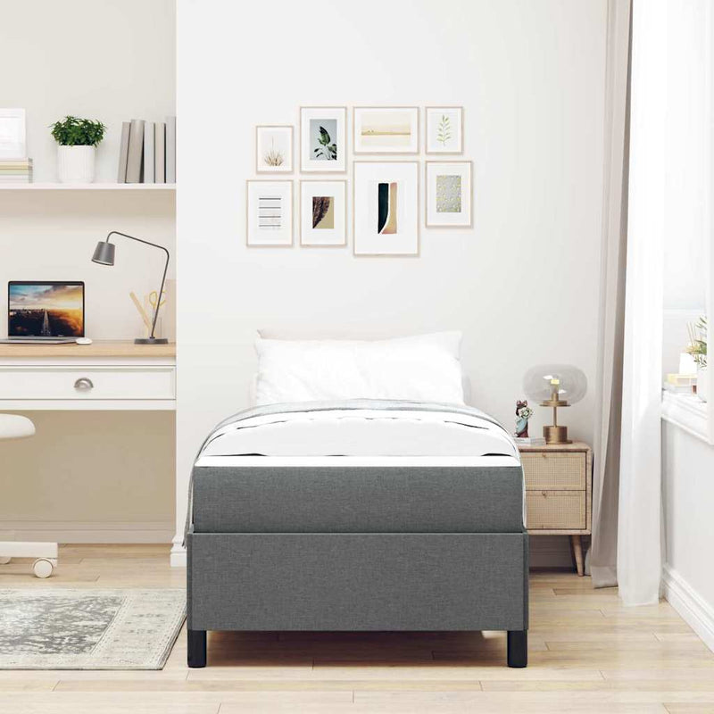 vidaXL Boxrugós ágy Sötétszürke, Fekete 90 x 200 cm Szövet, Mérnöki Fa