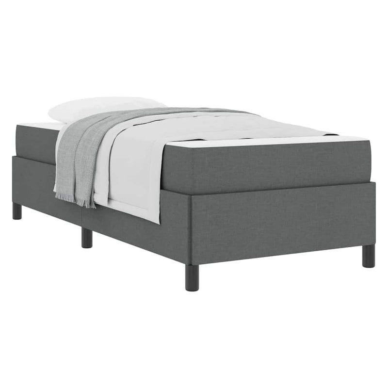 vidaXL Boxrugós ágy Sötétszürke, Fekete 90 x 200 cm Szövet, Mérnöki Fa