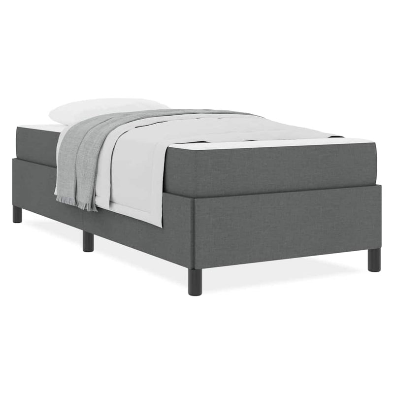 vidaXL Boxrugós ágy Sötétszürke, Fekete 90 x 200 cm Szövet, Mérnöki Fa