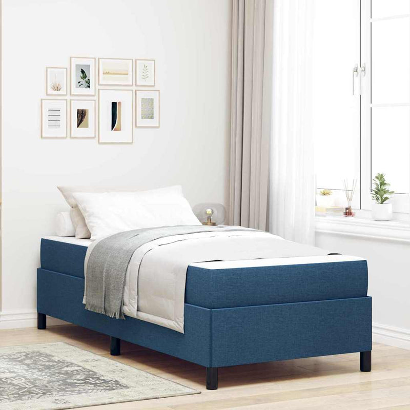 vidaXL Boxrugós ágy Kék, Fekete 90 x 200 cm Szövet, Mérnöki Fa