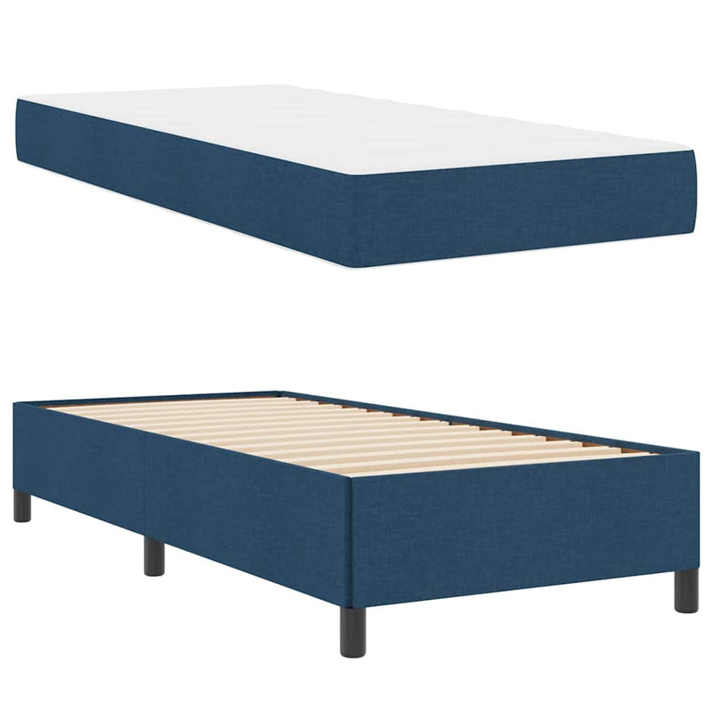 vidaXL Boxrugós ágy Kék, Fekete 90 x 200 cm Szövet, Mérnöki Fa
