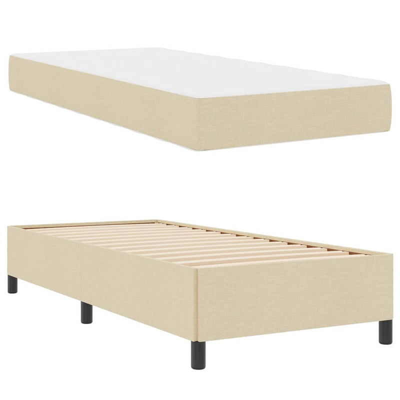 vidaXL Boxrugós ágy Krém és fekete 100 x 200 cm Textil és mérnöki fa