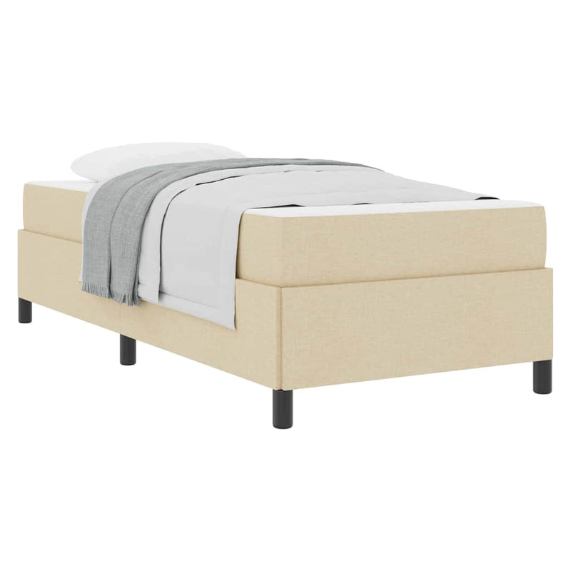 vidaXL Boxrugós ágy Krém és fekete 100 x 200 cm Textil és mérnöki fa