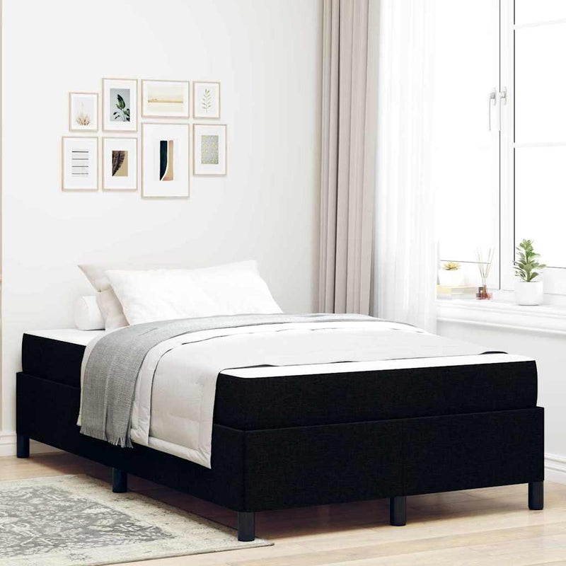 vidaXL Boxrugós ágy Fekete 120 x 190 cm Szövet, Mérnöki Fa