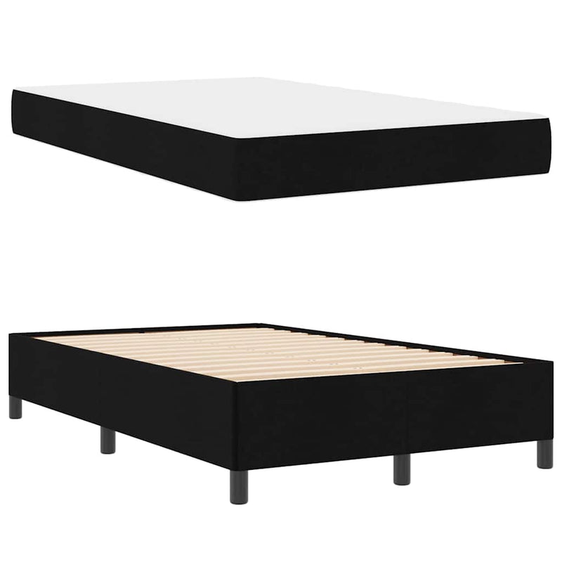 vidaXL Boxrugós ágy Fekete 120 x 190 cm Szövet, Mérnöki Fa