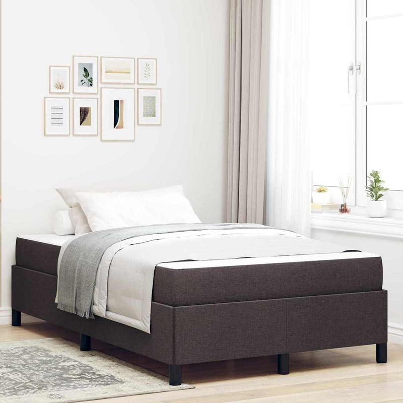 vidaXL Boxrugós ágy Barna 120 x 200 cm Textil és mérnöki fa