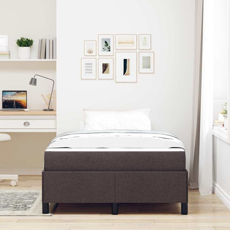 vidaXL Boxrugós ágy Barna 120 x 200 cm Textil és mérnöki fa