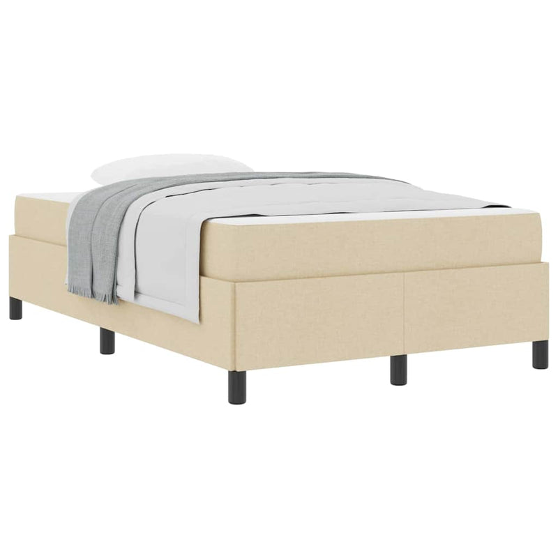 vidaXL Boxrugós ágy Krém és fekete 120 x 200 cm Textil és mérnöki fa