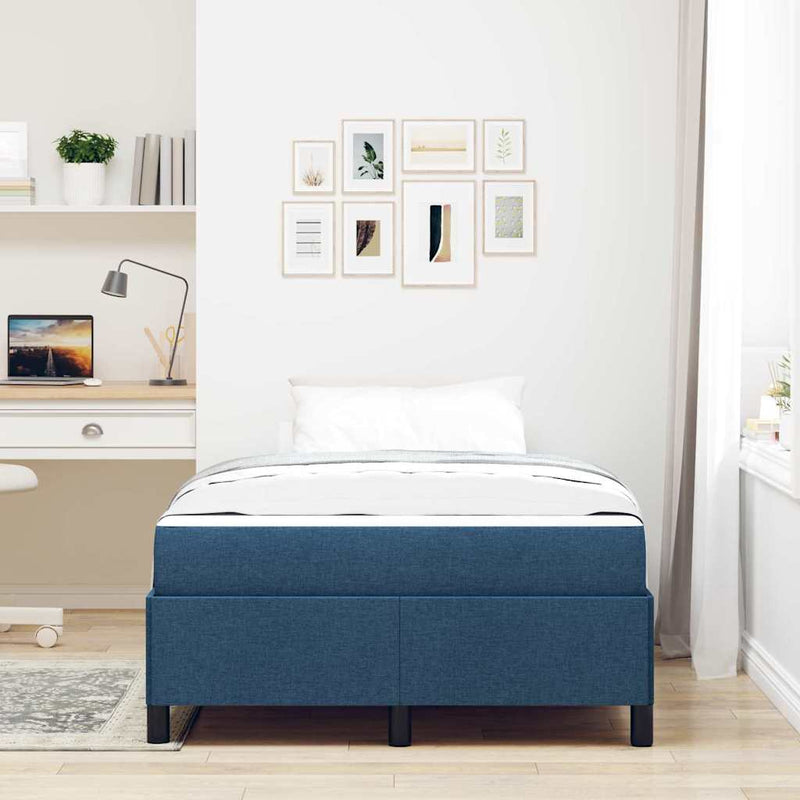 vidaXL Boxrugós ágy Kék és Fekete 120 x 200 cm Textil és mérnöki fa