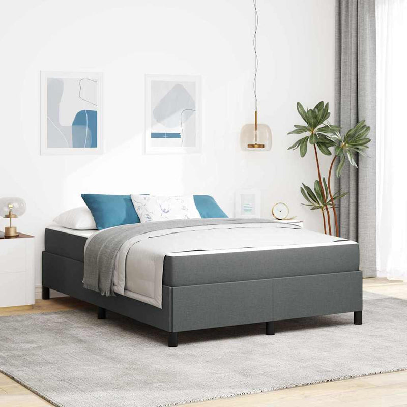 vidaXL Boxrugós ágy Sötétszürke és Fekete 140 x 190 cm