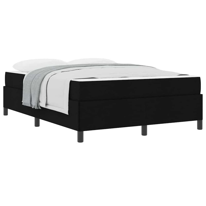 vidaXL Boxrugós ágy Fekete és fekete 140 x 190 cm Textil és mérnöki fa
