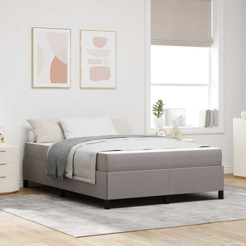 vidaXL Boxrugós ágy Taupe és Fekete 140 x 190 cm Textil és mérnöki fa