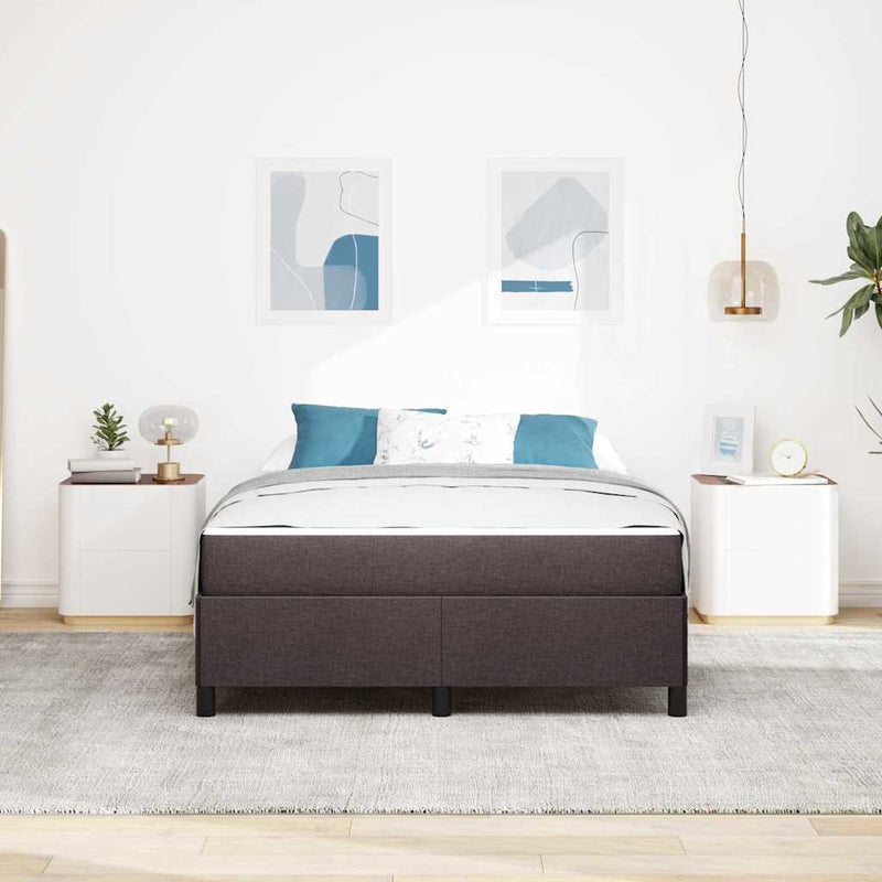 vidaXL Boxrugós ágy Barna 160 x 200 cm Textil és mérnöki fa
