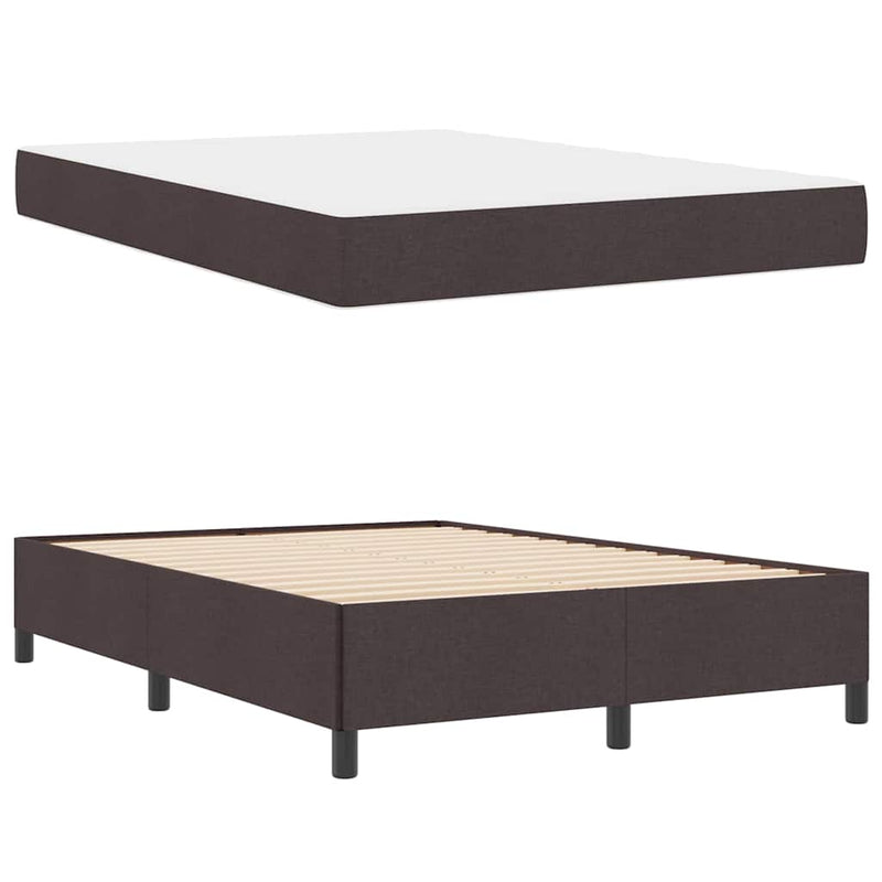 vidaXL Boxrugós ágy Barna 160 x 200 cm Textil és mérnöki fa