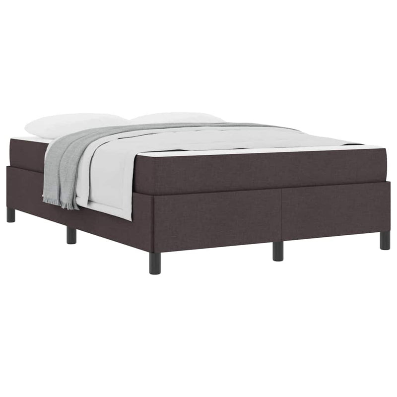 vidaXL Boxrugós ágy Barna 160 x 200 cm Textil és mérnöki fa