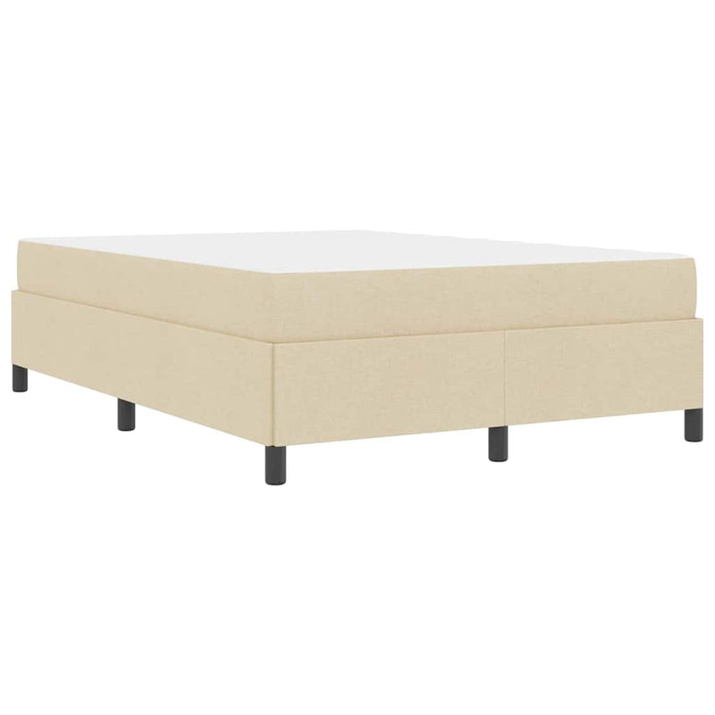 vidaXL Boxrugós ágy Krém és fekete 160 x 200 cm Textil és mérnöki fa