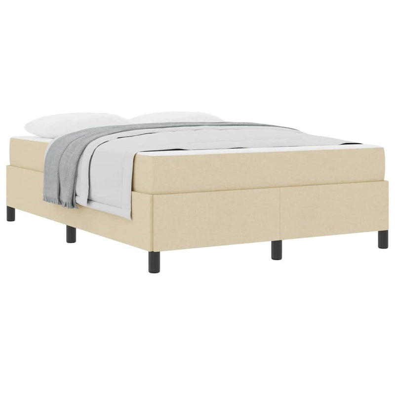 vidaXL Boxrugós ágy Krém és fekete 160 x 200 cm Textil és mérnöki fa