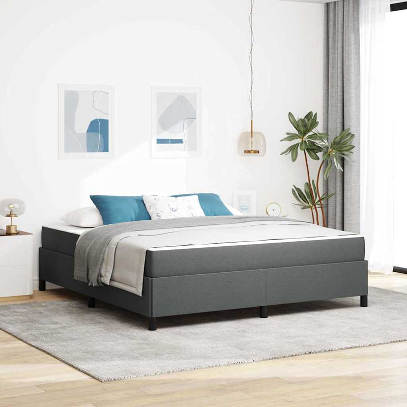 vidaXL Boxrugós ágy Sötétszürke és Fekete 180 x 200 cm