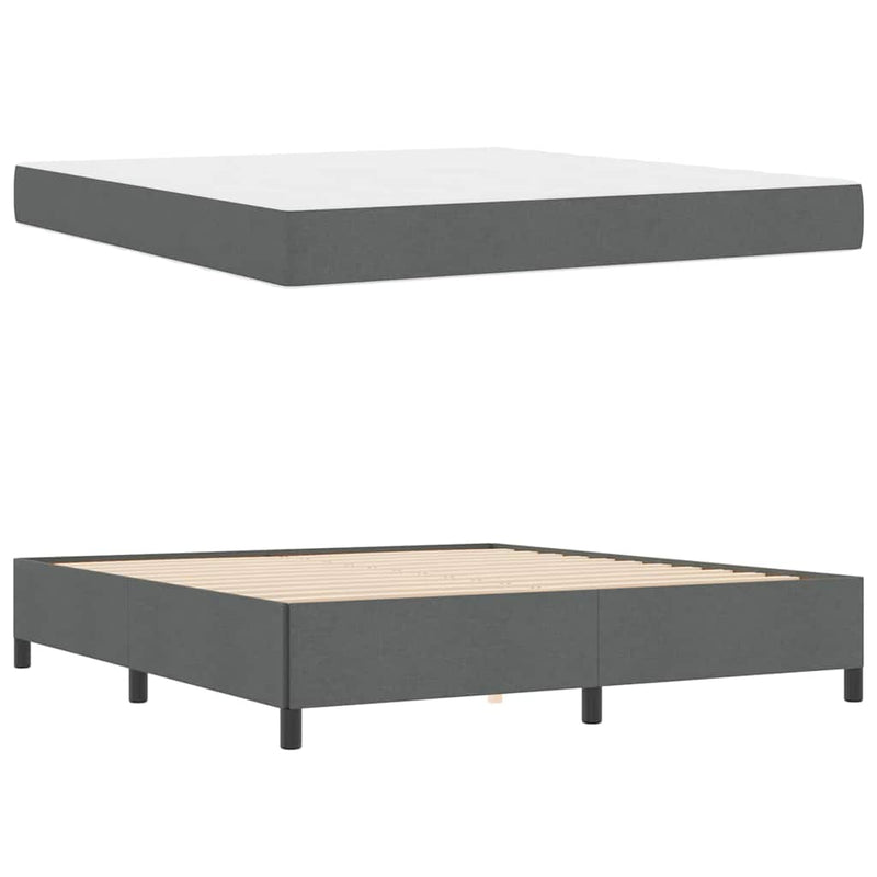 vidaXL Boxrugós ágy Sötétszürke és Fekete 180 x 200 cm