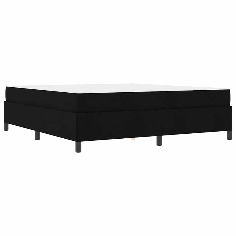 vidaXL Boxrugós ágy Fekete és fekete 180 x 200 cm Textil és mérnöki fa