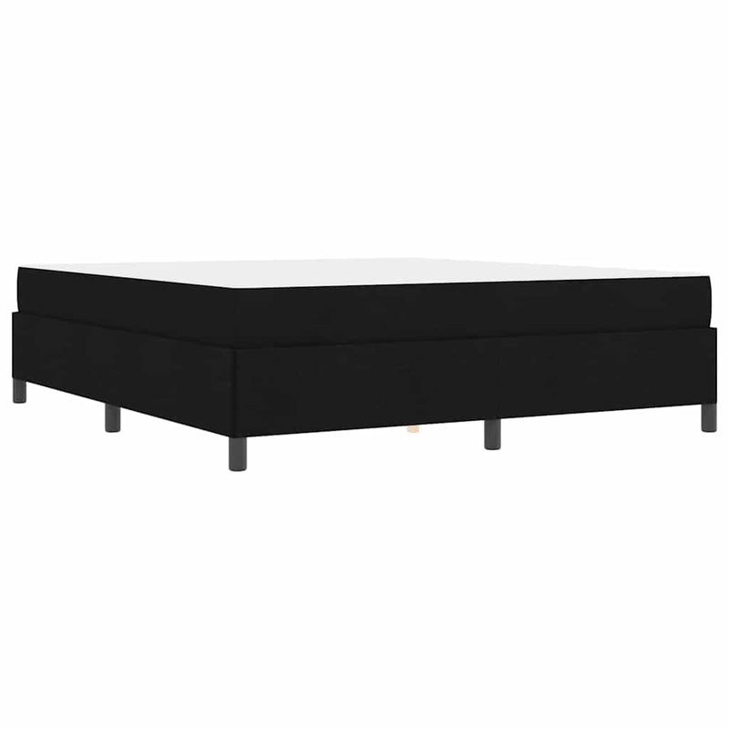 vidaXL Boxrugós ágy Fekete és fekete 180 x 200 cm Textil és mérnöki fa