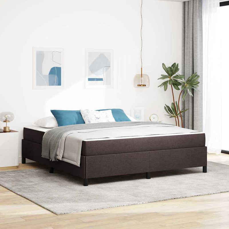 vidaXL Boxrugós ágy Barna 180 x 200 cm Textil és mérnöki fa