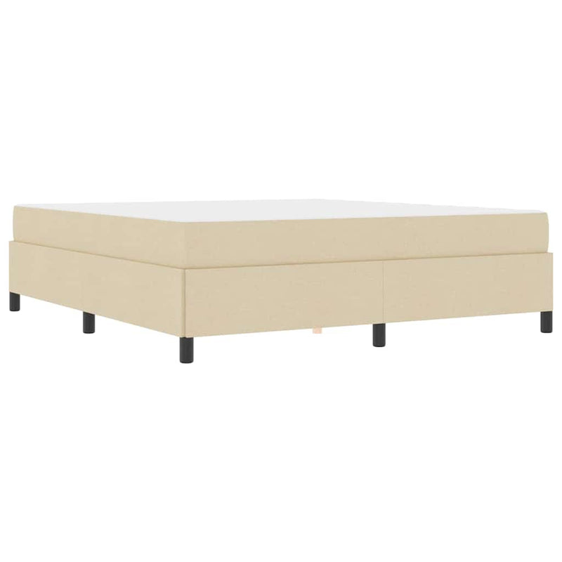 vidaXL Boxrugós ágy Krém és fekete 180 x 200 cm Textil és mérnöki fa