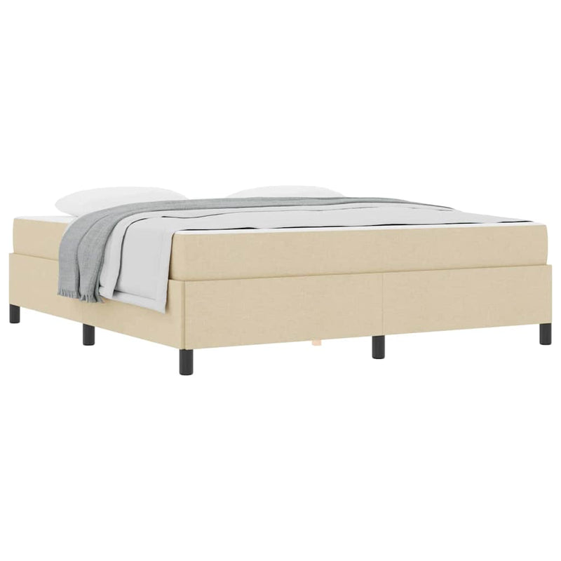 vidaXL Boxrugós ágy Krém és fekete 180 x 200 cm Textil és mérnöki fa
