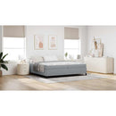 vidaXL Boxrugós ágy matracmal Világosszürke 200 x 200 cm szövet