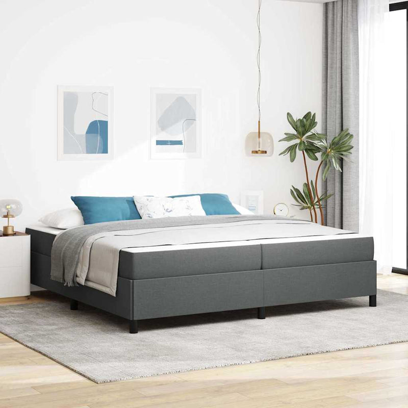 vidaXL Boxrugós ágy Sötétszürke és Fekete 200 x 200 cm