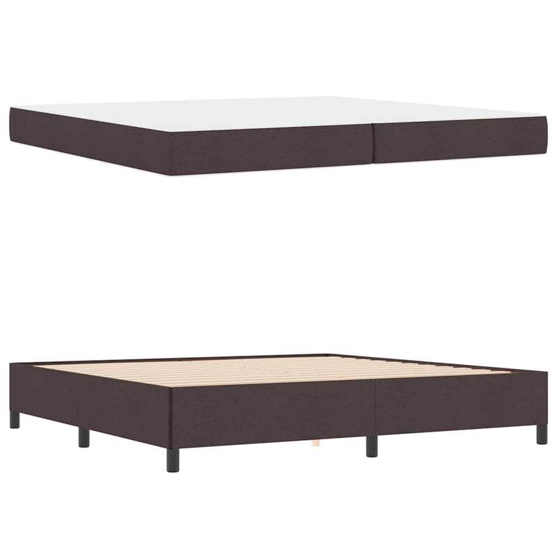 vidaXL Boxrugós ágy Barna 200 x 200 cm Textil és mérnöki fa