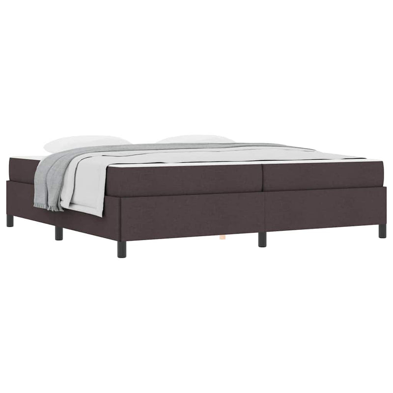 vidaXL Boxrugós ágy Barna 200 x 200 cm Textil és mérnöki fa