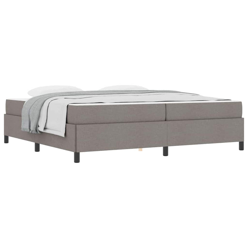 vidaXL Boxrugós ágy Taupe és Fekete 200 x 200 cm Textil és mérnöki fa