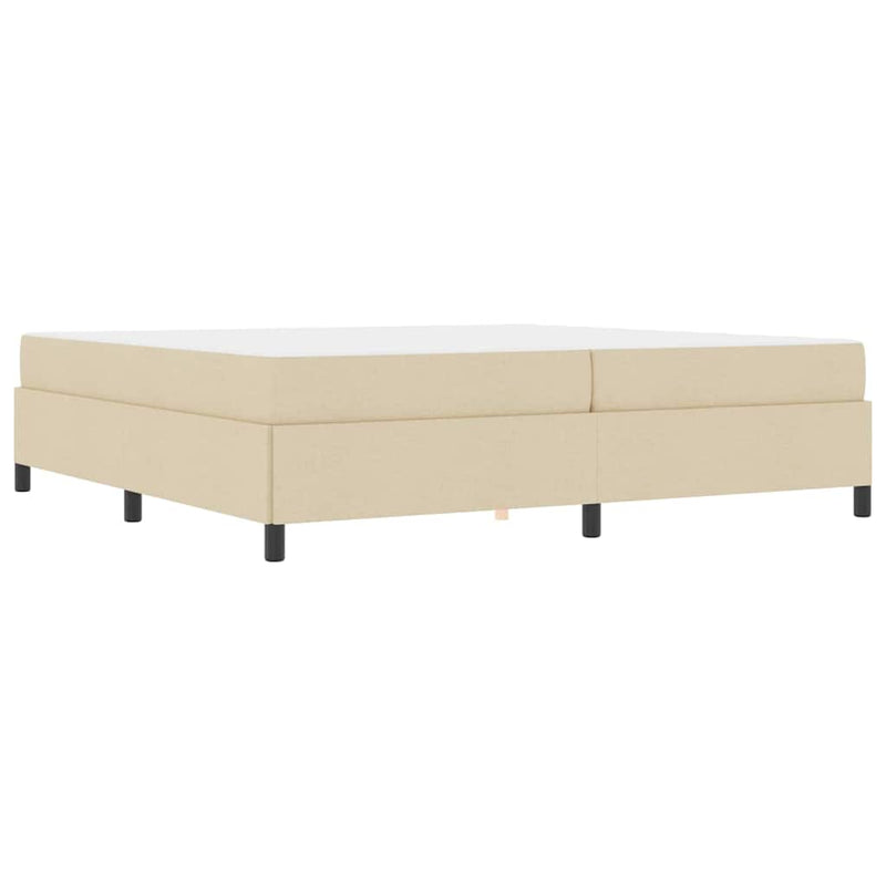vidaXL Boxrugós ágy Krém és fekete 200 x 200 cm Textil és mérnöki fa