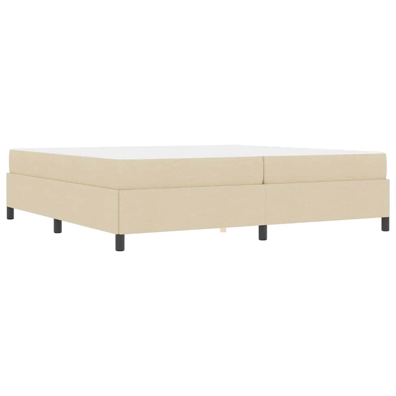 vidaXL Boxrugós ágy Krém és fekete 200 x 200 cm Textil és mérnöki fa