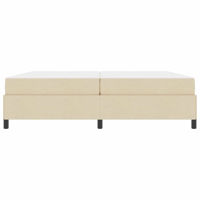 vidaXL Boxrugós ágy Krém és fekete 200 x 200 cm Textil és mérnöki fa