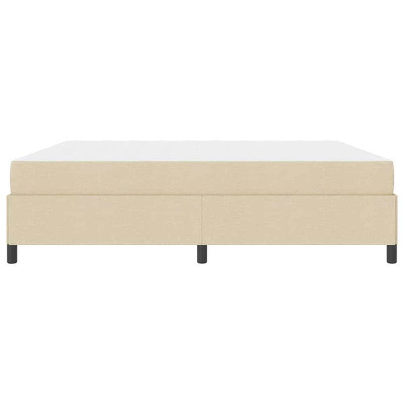 vidaXL Boxrugós ágy Krém és fekete 200 x 200 cm Textil és mérnöki fa