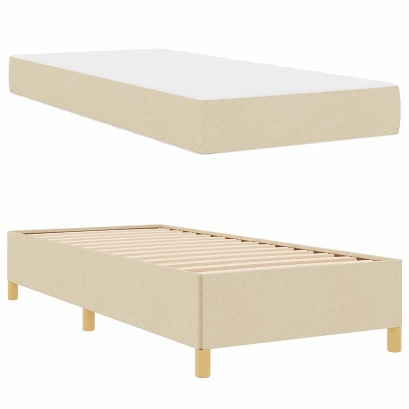 vidaXL Boxrugós ágy Krém és Barna és Fehér 80 x 200 cm szövet