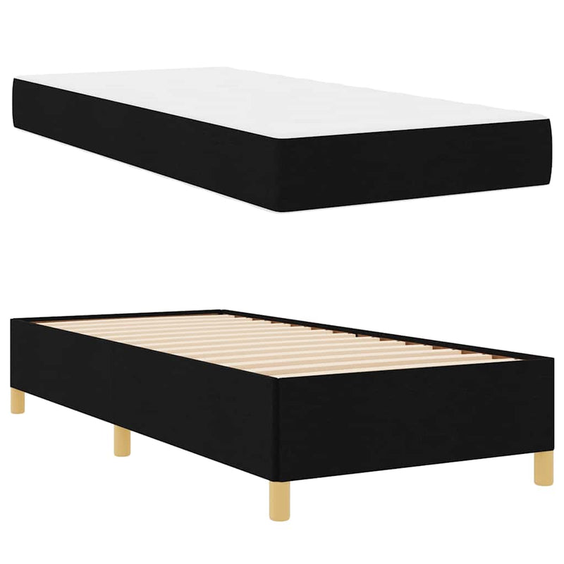 vidaXL Boxrugós ágy matracmal Fekete és Fehér 90 x 190 cm szövet