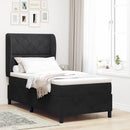 vidaXL Boxrugós ágy fejtámlával Fekete 190 x 90 cm Bársony