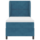 vidaXL Boxrugós ágy matracmal fejtámlával Sötétkék 90 x 190 cm Bársony