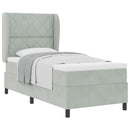 vidaXL Boxrugós ágy fejtámlával Világosszürke 200 x 90 cm Bársony
