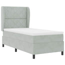 vidaXL Boxrugós ágy fejtámlával Világosszürke 200 x 90 cm Bársony