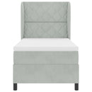 vidaXL Boxrugós ágy fejtámlával Világosszürke 200 x 90 cm Bársony