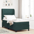 vidaXL Boxrugós ágy fejtámlával Sötétzöld 200 x 90 cm Bársony