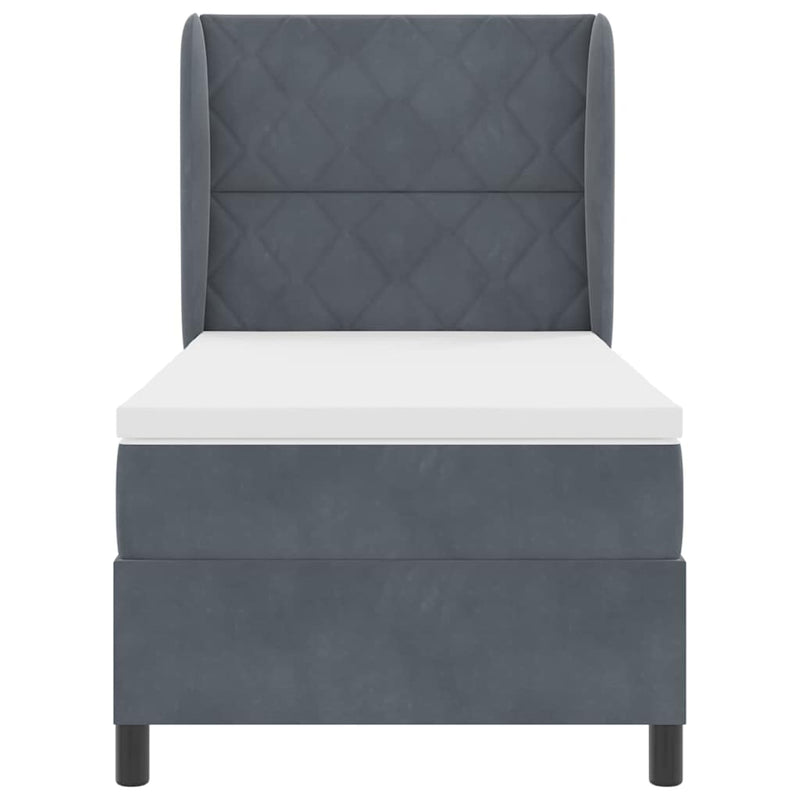 vidaXL Boxrugós ágy matracmal Sötétszürke 200 x 100 cm Poliészter