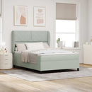 vidaXL Boxrugós ágy matracmal Világosszürke 140 x 190 cm Bársony