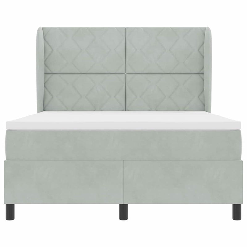 vidaXL Boxrugós ágy matracmal Világosszürke 140 x 190 cm Bársony